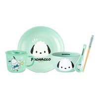 凯蒂猫Hello Kitty三丽鸥陶瓷饭碗家用碗筷盘餐具套装儿童可爱高颜值个人吃饭碗 帕恰狗一人食-5件套