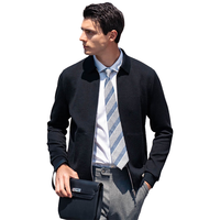 布先生翻领针织羊毛外套男秋冬双侧口袋保暖毛衣开衫 黑色 XXXL/190  3XL -190