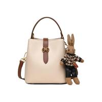 YUYULA牛皮包包女包斜挎包品牌轻奢单肩水桶包高级感 【海盐白礼盒】小众手提包