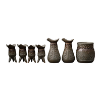 毕方器物（BifongWare）陶瓷青铜釉仿古酒具温酒器家用中式一两白酒杯帝王杯小酒樽爵杯  仿青铜器7件套酒具套装 套装/单个