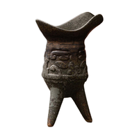 毕方器物（BifongWare）陶瓷青铜釉仿古酒具温酒器家用中式一两白酒杯帝王杯小酒樽爵杯  二两青铜釉帝王杯 套装/单个