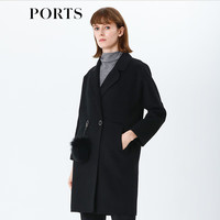 PORTS宝姿 女装百搭经典茧型毛呢大衣YLV9C305DZW007 墨绿色 XS