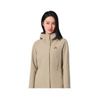 伯希和软壳衣女加绒外套秋冬防风保暖夹克防泼水收腰连帽户外登山服 黄卡其 S