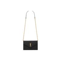 SAINT LAURENT YSL/圣罗兰 女士颗粒纹理压花真皮信封链条钱包