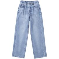 李 Lee美颜牛仔428懒懒裤舒适高腰直脚女牛仔裤 中浅蓝 25