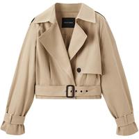 太平鸟 【截短风衣】春秋翻领都市休闲通勤风衣女