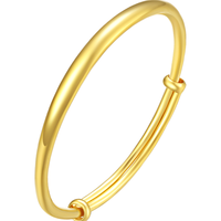 周大生黄金手镯女足金泥鳅背光圈推拉手镯金镯子 10.63g