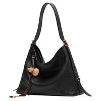 【徐艺洋同款】直见一撇hobo包中号植鞣头层小牛皮单肩黑春托特女
