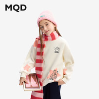 马骑顿(MQD)MQD童装儿童加绒卫衣2024秋冬季半高领星星上衣男女童衣服 米白 1