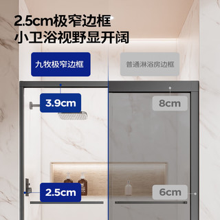 JOMOO九牧极简一字不锈钢整体淋浴房一体式洗澡房浴室隔断玻璃E20S 枪灰 【两门光玻】1.2m-1.29m 高2.0m
