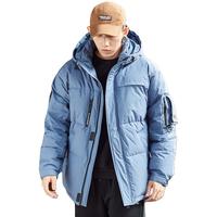 唐狮冬季羽绒服男短款连帽加厚韩版净色潮流男士冬季外套