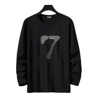 真维斯(JEANSWEST Z+)男士纯棉长袖秋冬季黑色T恤青少年秋衣打底衫宽松上衣服男装 黑(数字7) M(100-110斤)