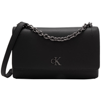 Calvin Klein女包24早秋简约ck金属字母翻盖链条方包单肩斜挎包DH3706 UB1-太空黑 OS