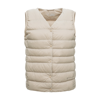 君羽女款鹅绒羽绒马甲800蓬白鹅绒居家保暖羽绒背心 F51138 浅卡其 M （95-105斤) M（95-105斤)