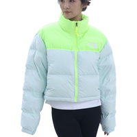 The North Face北面羽绒服女款24年秋冬经典ICON防风保暖户外700蓬外套|5GGE 白色/绿色拼接/TK1 XL 美版