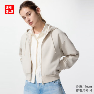 UNIQLO 优衣库 女装快干休闲拉链连帽外套长袖运动卫衣479603 30 浅米色 S /155/80A