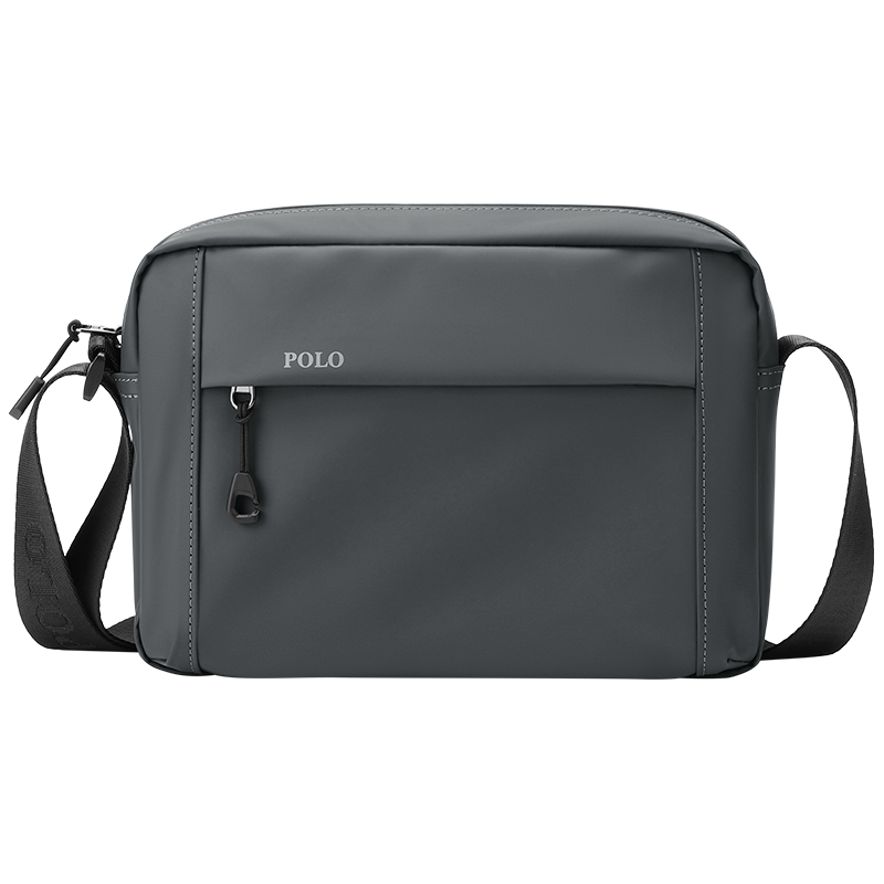  POLO 耐磨 男士单肩包  横款灰（防泼水可装11英寸iPad）