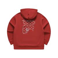 FILA FUSION斐乐潮牌款针织连帽上衣2024春时尚纯棉卫衣 迷雾红-RD M 170/92A 170/92A/M