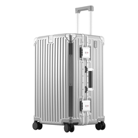 RIGHT HAND LUGGAGE日系三七分26/28/30/32/寸铝框拉杆箱带杯架旅行箱usb充电行李箱 奢华银 26英寸