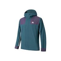 ANTA安踏水壳冲锋衣梭织硬壳夏季男女防水连帽户外防风徒步登山外套 (24款撞色设计)棕榈绿-5 M(男170)