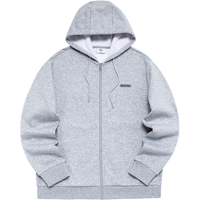 鸿星尔克秋季保暖棉质宽松连帽卫衣棉质加厚开衫男士运动外套 51222301109 亮浅花灰 185/100A/3XL