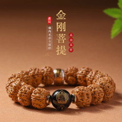半日逅屿 金刚菩提文玩手串黑玛瑙生肖配饰男士手串佛珠 藏龙手串【玛瑙下单备注生肖】 16mm