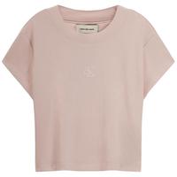 Calvin KleinJeans25夏季女士简约刺绣时尚ck辣妹正肩罗纹短袖T恤47AB212 LN4-牡丹粉 M