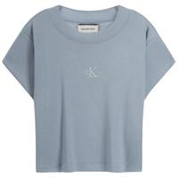 Calvin KleinJeans25夏季女士简约刺绣时尚ck辣妹正肩罗纹短袖T恤47AB212 24Q-粉末蓝 XS