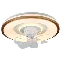 V-POWER 2024吸顶风扇灯卧室隐形薄吊扇灯轻奢个性电扇灯带灯吊扇 【360°摇头】J款金边96W无极光