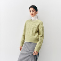 森马(Semir)商场同款|森柔毛衣女冬季短款绞花圆领宽松2025毛衫101725107001