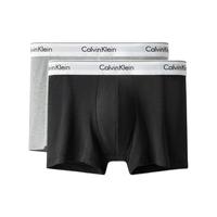 卡尔文·克莱 Calvin Klein 男士平角内裤套装 NB1086 2条装(黑色+灰色) S