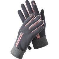 南极人骑车手套女冬季保暖防风防寒加绒触屏手套骑行手套女N2E2X851682 粉灰色 