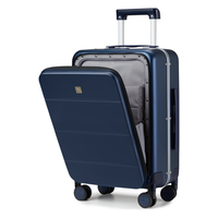 汉客前开盖拉杆箱铝框箱登机行李箱旅行箱20英寸黛蓝色男女商务密码箱 20英寸-可登机/可放16吋电脑