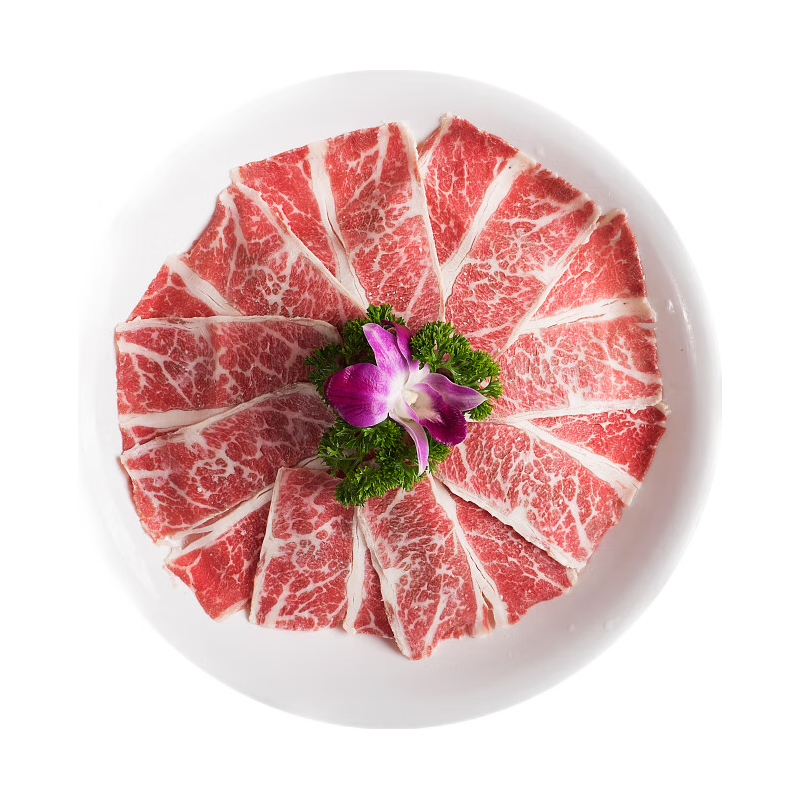 领食鲜生 安格斯谷饲原切牛肉片1kg 澳洲肥牛片雪花牛肉火锅源头直发 原切肥牛片【250g*4盒】