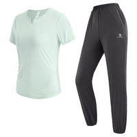 骆驼 CAMEL【吸湿速干透气套装】运动服套装女短袖t恤长裤两件套瑜伽服套装