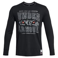 安德玛(UNDERARMOUR)秋冬RUN LAA男子跑步运动长袖T恤1379303 黑色001 XL