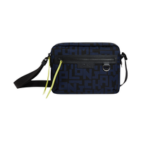 珑骧 LONGCHAMP 女士LE PLIAGE LGP中号单肩斜挎包 10055 412 H05 黑色海军蓝字母图案