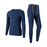 【套装】男士恒温亲肤透气棉莫圆领套头保暖长袖长裤套装男