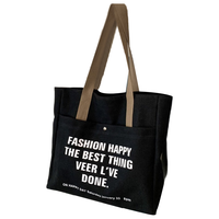 叕二叕  托特包大容量帆布包女2024大通勤单肩包斜挎包手提袋 黑色