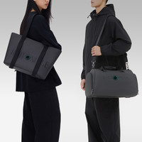 根元智能运动包超纤皮包大容量男旅行包短途出差行李包斜手提挎包 套装-超纤碳黑+托特碳黑