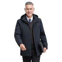 雪中飞 SNOWFLYING中老年爸爸款羽绒服秋冬简约通勤蓄热连帽羽绒服男