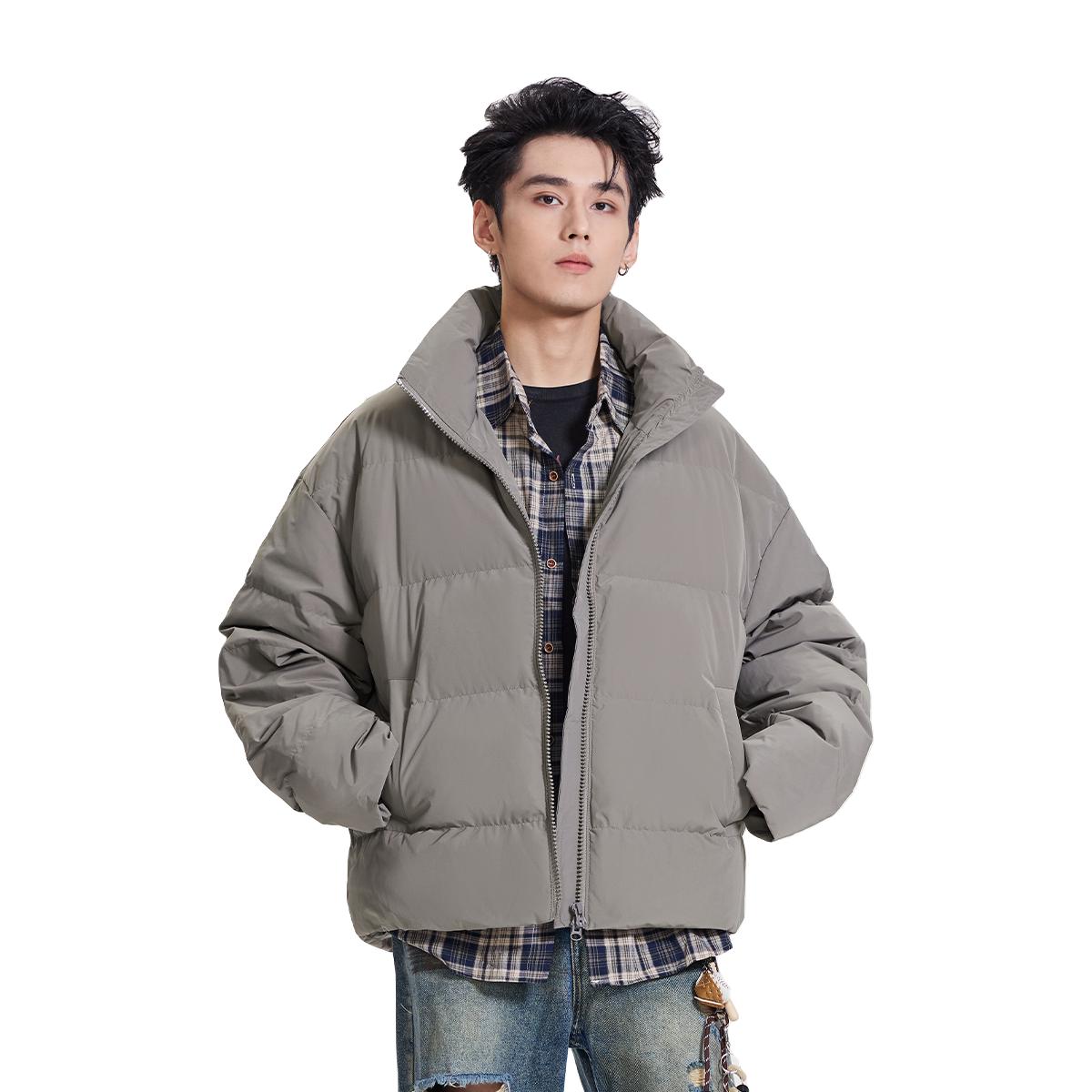 HomePanda美式潮牌羽绒服男冬季2024cleanfit短款立领面包服