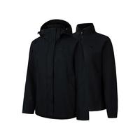 安踏四防三合一外套 女冬季两件套防泼水夹克防风抓绒保暖运动上衣 基础黑-4 2XL (女180)