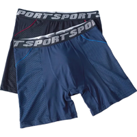 浪莎男士加长内裤网眼透气运动跑步速干防磨腿平角裤男训练大裤衩 185/3XL(适合160-180斤)