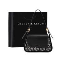 CLEVER & KETCH 包包女包2023新款女士单肩包斜挎包腋下包轻奢女包七夕情人节礼物 黑色