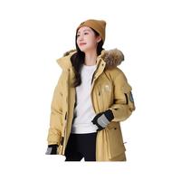 骆驼(CAMEL)羽绒服男2024秋冬中厚保暖极寒貉子毛工装派克羽绒女 A33CAPN145A,落日黄 ,男女同款 M