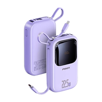 品胜（PISEN）2025彩豆迷你充电宝20000毫安自带线大容量30w可上飞机22.5W快充轻便携小巧适用小米华为苹果 【魔幻黑】22.5W快充丨2万毫安