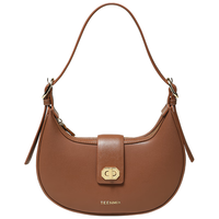 天美意（TEENMIX）女包月牙包腋下单肩包高级轻奢手提包 摩卡棕【秋冬款】