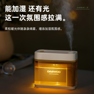 大宇（DAEWOO）加湿器桌面办公桌卧室宿舍迷你便携小型无线空气婴儿床头小巧办公室充电车载香薰机加湿 【大水箱+氛围灯】奶糖白