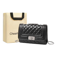 CHEARLY KITITY包包女包大容量女士斜挎单肩包时尚百搭小方包 CK3000499-子夜黑